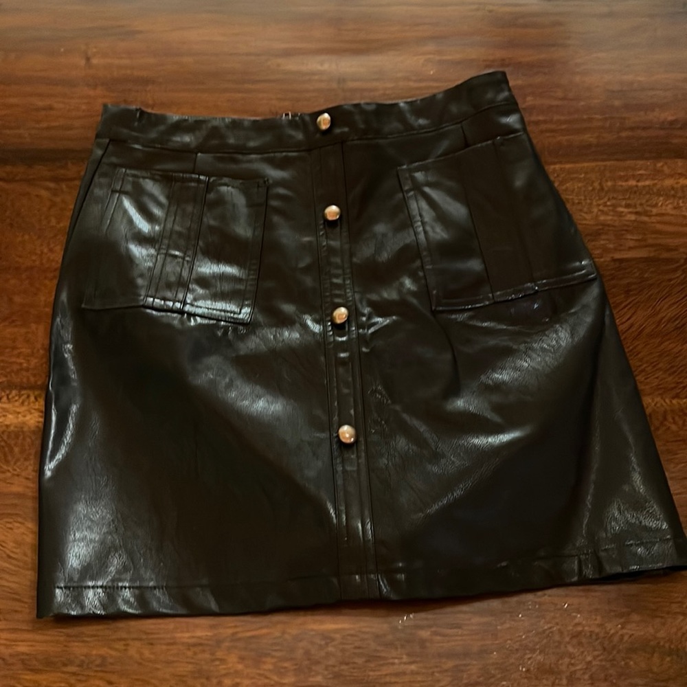 Olivaceous Black Leather Mini Skirt